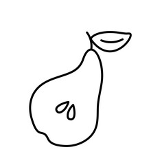 Half of Pear hand drawn line icon, outline fruit vector sign, linear style pictogram isolated on white. Symbol, logo illustration. Editable stroke. Pixel perfect doodle graphics
