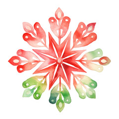 Watercolor snowflake Hand drawn illustration isolated on white background