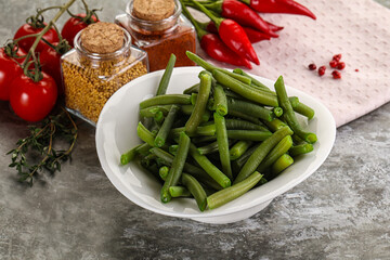 Vegan cuisine - boiled green bean
