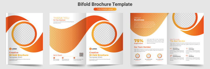 Creative business bifold brochure template design or magazine cover page design vector template