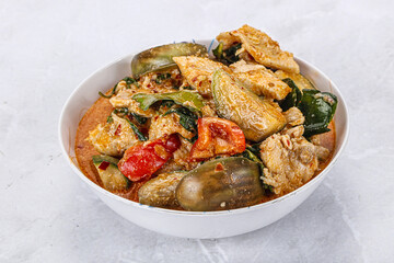 Thai red spicy curry with chicken