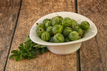 Natural ripe gooseberry heap in the bowl