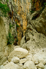 Lo spettacolare canyon della Gola del Gorropu nel Supramonte di Orgosolo. Provincia di Nuoro, Sardegna. Italia