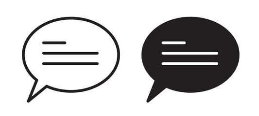 comment bubble button icon set. share feedback balloon sign. text chat message vector symbol. communicate or speech icon in black and white.