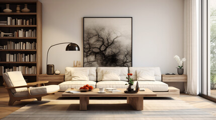 Modern living room with table