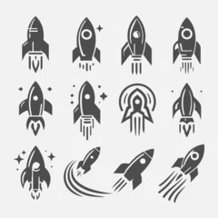 Fototapete Raumschiff "Rocket Launch Icon Set"