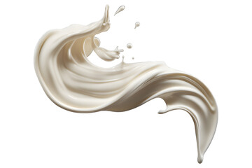 twisted milk or coconut milk splash isolated on a transparent background, creamy Yogurt or white paint wave swirl splashing clipart PNG, liquid splash - obrazy, fototapety, plakaty