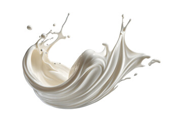 milk splash wave swirl isolated in a transparent background, coconut milk or Yogurt drink splashing PNG clipart, white paint liquid splash