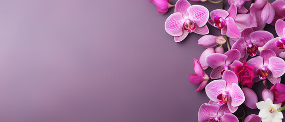 Naklejka na ściany i meble orchids with solid color background and epmty copy Space