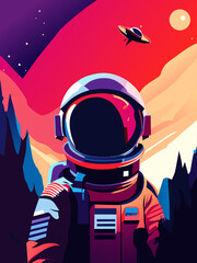 astronaut art design abstract concept animated vector editable
