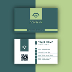 Green minimal style Business card design vector template