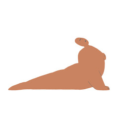 Cobra yoga pose, abstract woman stretching, body positive concept