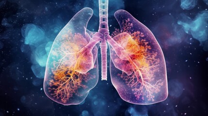 3D rendered illustration of a human lung, Lung cancer, Medical concept, Generative AI - obrazy, fototapety, plakaty