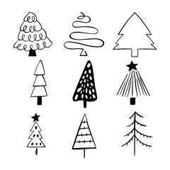 Set of Vector illustration of Christmas Tree.