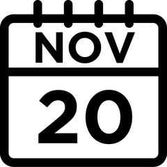 11- November - 20 Line Black Icon pictogram symbol visual illustration 
