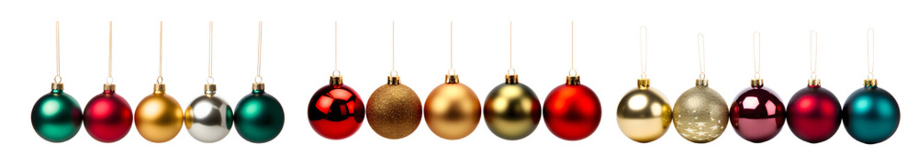Set of Christmas red balls with some beautiful unique design on it for hanging ornaments on trees and to decorate home for annual festival Christmas 