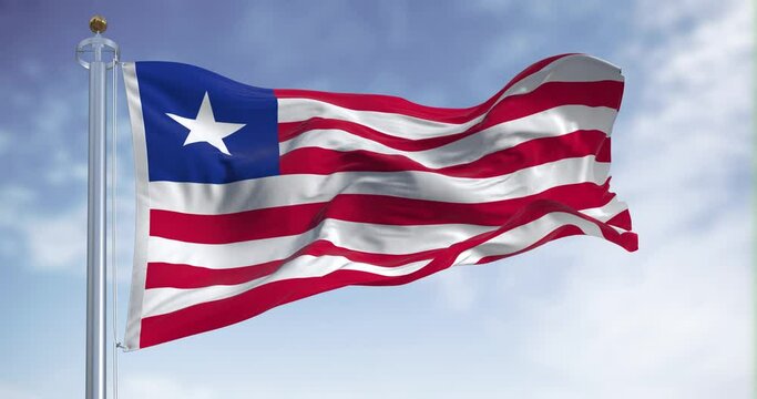National flag of Liberia waving on a clear day