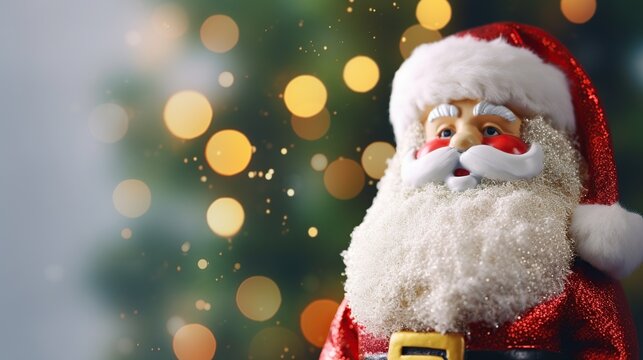 Cute Santa Claus Christmas greeting isolated on blur background.AI generated image