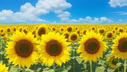 Fototapeta premium beautiful view of field of sunflowers