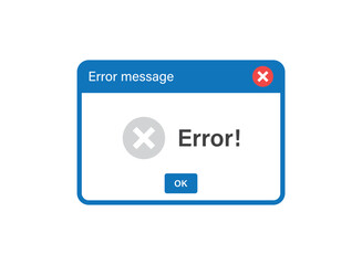 Error message icon in flat style. Computer window alert vector illustration on isolated background. Alert popup sign business concept.