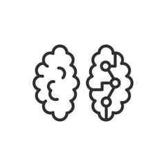 Integration of artificial intelligence, linear icon. Part of the brain artificial brain. Line with editable stroke