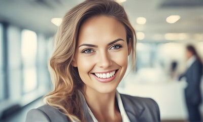 Smiling businesswoman in office