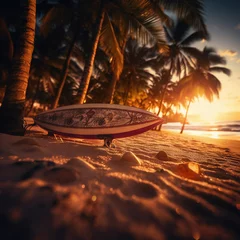 Foto op Aluminium Beach Sunset Surfboard © Alexander Limbach