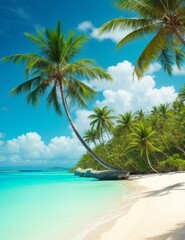 Fototapeta na wymiar beautiful view of beach with palm trees