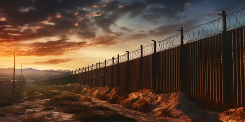 Foto op Canvas US border fence © xartproduction