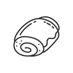 poppy seed bun, linear icon. Line with editable stroke