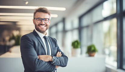 Obraz premium Smiling businessman in office