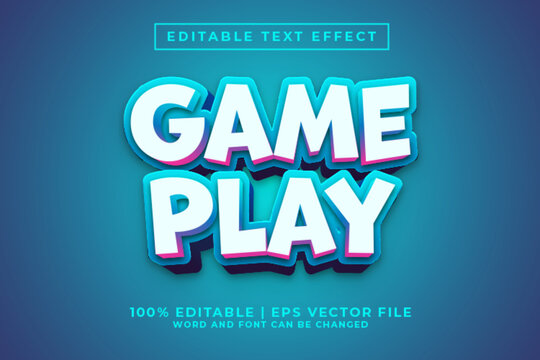Game Play 3d Editable Text Effect Cartoon Style Premium Vector