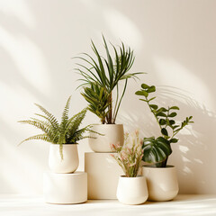 White potted plants