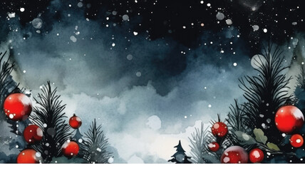 Watercolor Christmas Greeting Card Mockup, Generative AI