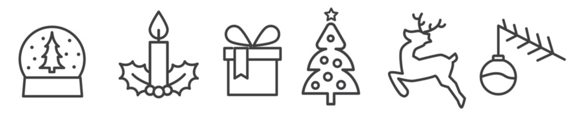 Christmas symbols and thin line outline icons. Set of Winter Holiday editable vector icons © Trueffelpix