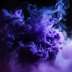 Purple and blue ink in water on a black background. Abstract background.