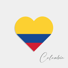 colombia flag inside heart on gray background