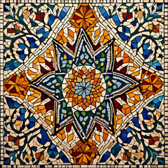 the intricate patterns and vibrant colors of a traditional Moroccan mosaic