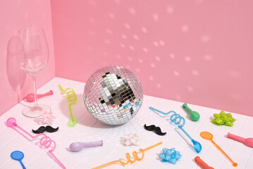 Rest in the club and bright emotions. A shining disco ball and many festive accessories.