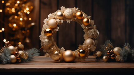 Christmas wreath with burning candles, Beautiful Christmas decoration, Space for text, AI Generation