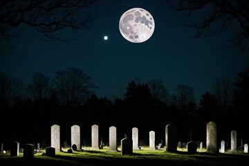 The scary graveside, the light illuminating the grave