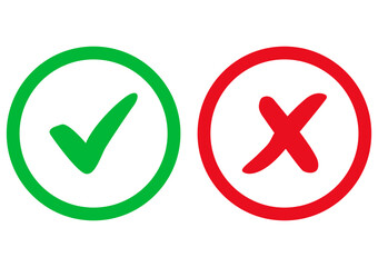 Symbols of acceptance, rejection and attention, vector illustration on white background, Svg.