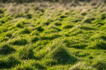 ranch farming landscape, with rolling hills and cows in fields, in Australia. Beautiful green grass