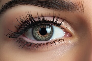 Obraz premium Close-up eye. Detailed Exploration of Eyes Health Makeup and Elegance