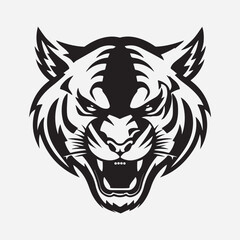 Black and white tiger face drawings on a white background
