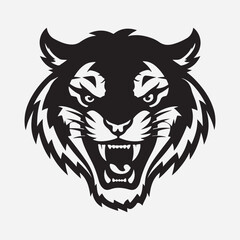 Black and white tiger face drawings on a white background