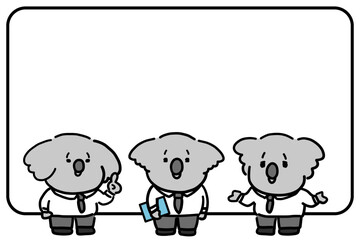 話し合う動物の会社員とコピースペースのセット