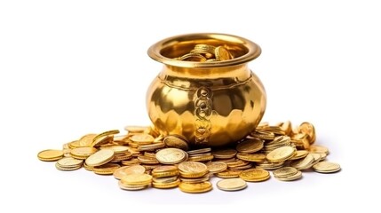 Dhanteras, Akshaya Tritiya, Golden kalash and coins, Generative ai