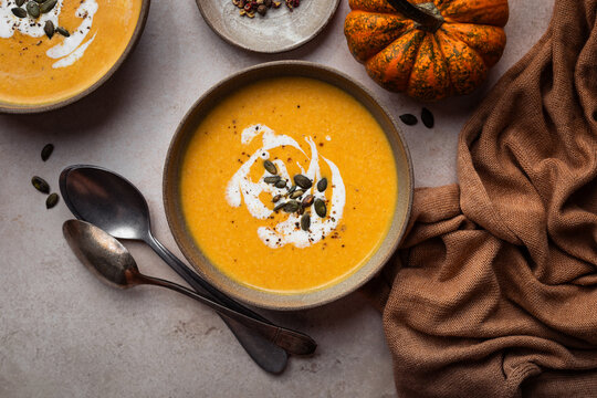 soupe velout&eacute; potiron courge carottes graines et cr&egrave;me