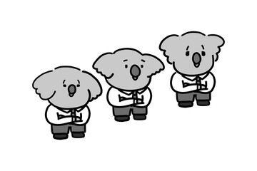 腕組みをする擬人化した動物の会社員セット